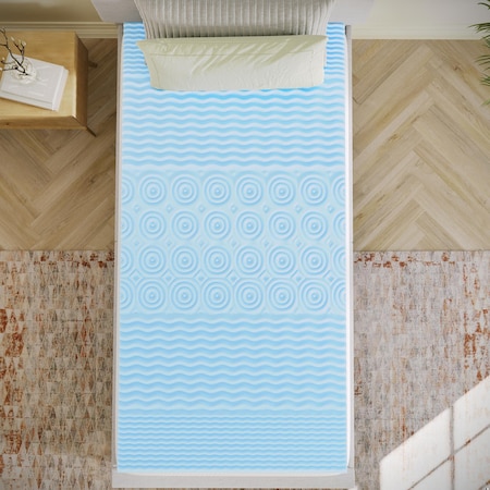 Flash Furniture Capri Comfortable Sleep 2 Inch Cooling Gel Infused 5-Zone Twin XL Memory Foam Mattress Topper HLC-5ZONE-TWINXL-2-GG